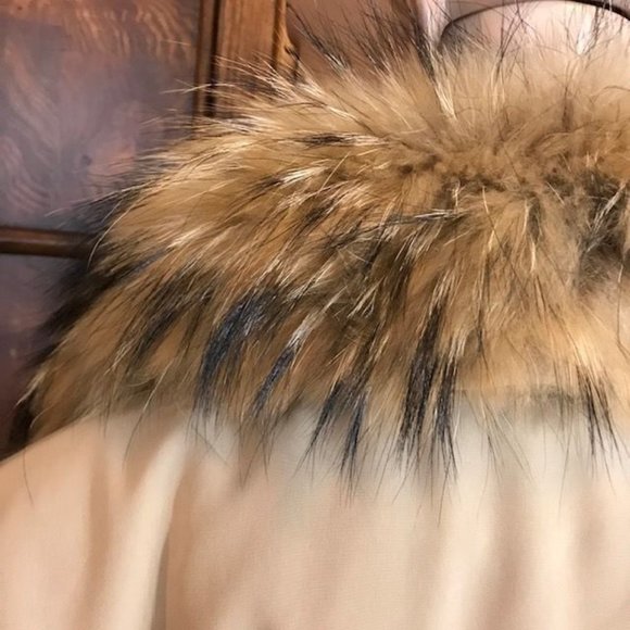 Anne Klein Genuine Raccoon Fur Detachable Collar Vegan Leather Trim Zip Jacket - Picture 12 of 16